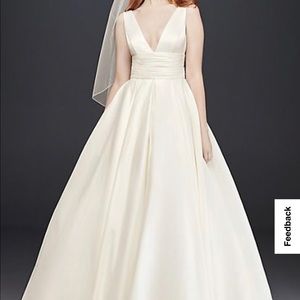 Ivory Satin Cummerbund Ball Gown Wedding Dress Davids Bridal